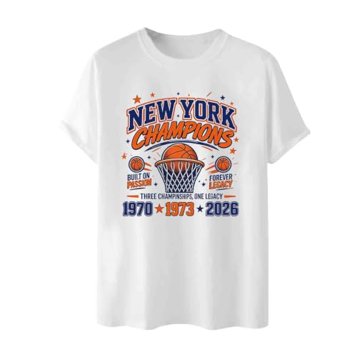 New York Basketball 2026 Championship Finals Fan T-Shirt, Trophy Hoop Graphic Tees, Short Sleeve Sports Casual Top