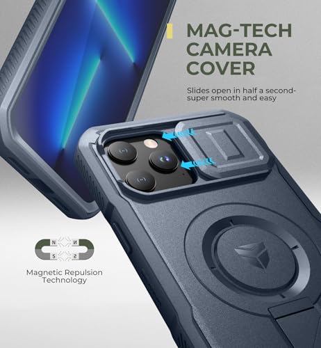 Dexnor for iPhone 13 Pro Max/12 Pro Max Case with Slide Camera Cover & Adjustable Kickstand & Built-in Screen Protector, Magsafe Rugged Bumper Cases Heavy-Duty Magnetic Protective Cover,Navy Blue by Dexnor - Used condition - Image 4