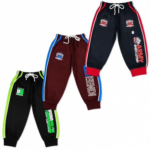 Image of Boys Jogger Track Pants with Graphic Print, Pack of 3
