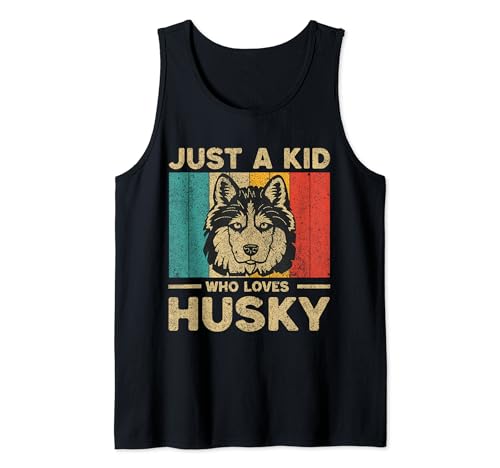 Solo un niño que ama a Husky para niños Camiseta sin Mangas