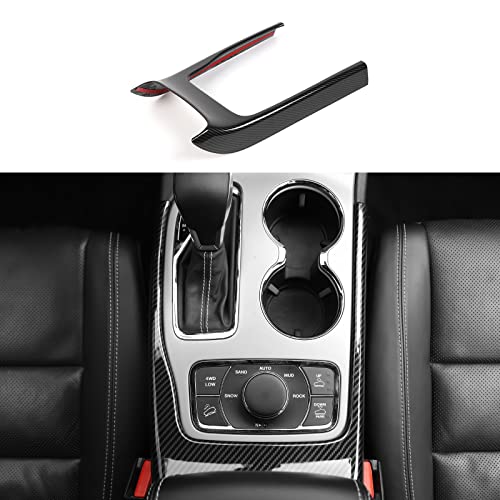 Jimen Compatible with Jeep Grand Cherokee 2014-2020, Gear Shift Overlay Cover Trim (Carbon Fiber)
