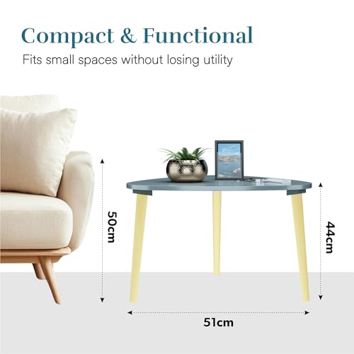Image of Kuber Industries 21 Inch Oval Shape Bed Side Tables for Bedroom, Balcony and Sofa | Corner Stool for Living Room | Tea and Coffee End Table Night Stand | Wooden Stools for Home and Office | Grey