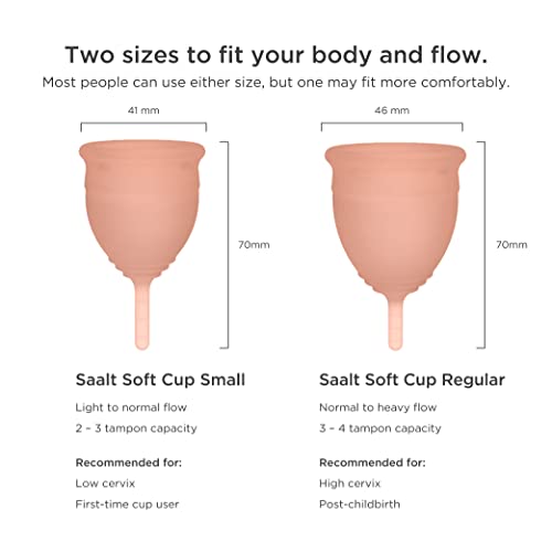 Saalt Soft Menstrual Cup – Reusable Period Cup – Made for Comfortable, Leak-Free Protection Up to 12 Hours – BPA & Latex Free – Includes Cup & Carry Bag (Small, Desert Blush)