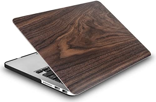 KECC Ultra Thin Case for MacBook Pro 13 inch 2026 2025-2016 Release M2 M1 Chip, Lightweight Plastic Hard Shell for MacBook Pro 13” + Keyboard Cover + Sleeve, Walnut Wood - 3