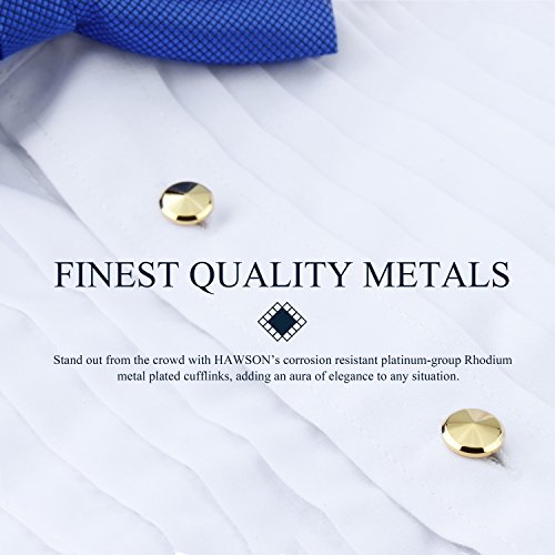 Hawson Cufflink And Studs Tuxedo Set Gold Color With Platinum Finish Two Cufflinks With Six Shirt Studs Wrapped In Stylish Velvet Gift Bag #TOP4
