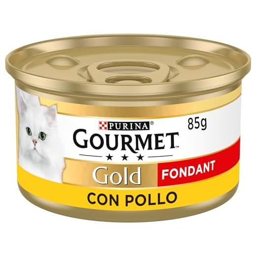 Gourmet Purina Gold Fondant Mousse con Salsa, Comida Húmeda para Gato con Pollo, 24 latas de 85g