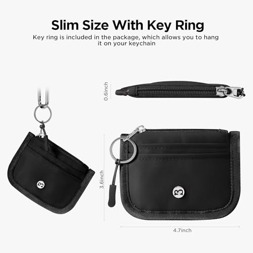 Image of Babysun Mini Rfid Card Holder Slim Wallet with Change Zipper Pocket /3 Crad Slots /Key Ring, Small Wallet Thin Credit Card Wallet for Women & Men