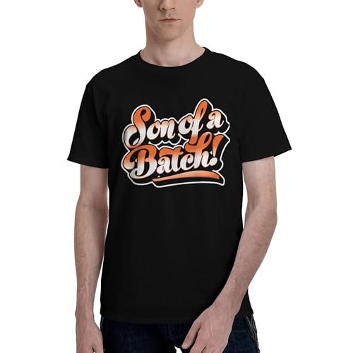 Men's T-Shirt,Son Batch Manufacturing,Classic Crew Neck Soft Cotton Daily Tee Black