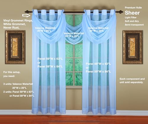 Image of Today's Curtain, Emelia Grommet Sheer Panel 84 inch Sky Blue, 59 inch W x 84 inch L