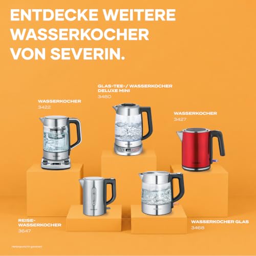 Foto von SEVERIN Glas Tee- & Wasserkocher Deluxe, Teekocher mit einstellbarer Temperatur & Ziehzeit, mit 5 Teeprogrammen & Warmhaltefunktion, max. 1,7 L Wasser, 3000 W, Edelstahl, WK 3480