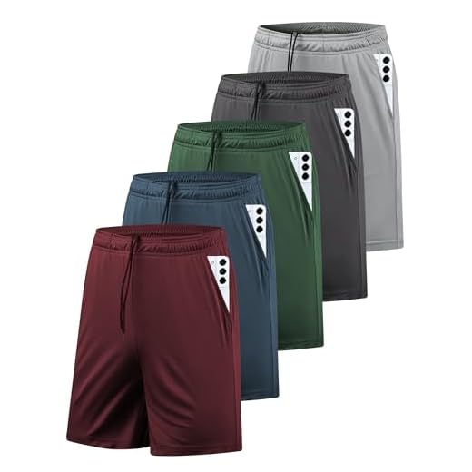 AKAWOOKO 5 Pack Men's Athletic Gym Shorts with Pockets Quick Dry Activewear Workout Running Shorts for Men