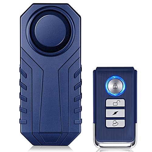 WSDCAM 113dB Bike Alarm Wireless Anti Theft Vibration Motion Sensor Vehicle Security Alarm System Waterproof Motorcycle Alarm Bicycle Alarm with Remote - Blue