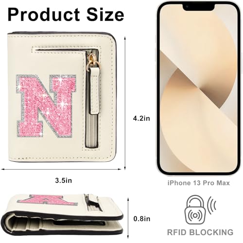 Image of Birthday Gifts for Teen Girl Kids Wallet Girl Wallets Small Initial Rfid Wallet Teen Girls Gift Preppy Stuff for Girls Beige N