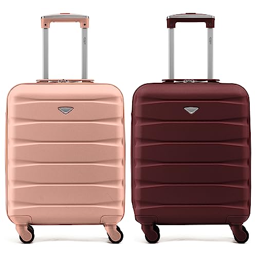 Flight Knight Set of 2 Lightweight 4 Wheel ABS Hard Case Suitcases Cabin Carry On Hand Luggage Approved for Over 60 Airlines Including easyJet, Jet2 & Maximum Size for Ryanair (Priority) 55x40x20cm