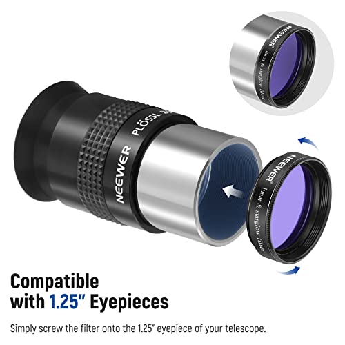 Image of NEEWER 1.25' Telescope Eyepiece Filter Set (10 Pack), Including Planetary, Variable, UHC, Lunar & Starglow Filters for Moon Observation