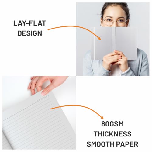 Image of Anupam Fluct Royal A5 Ruled Journal | 160 Pages | 80gsm | Matte Finish PVC Cover Notebook | pH Neutral And Acid Free Paper | Matching Elastic Closure | Ruled Sheets Good For Journaling Offices (White)