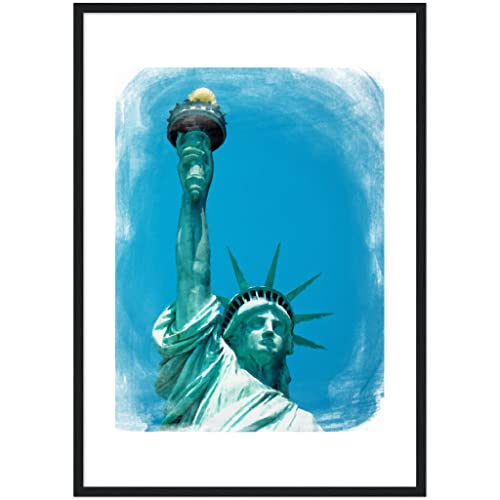 Impression d'art New York Liberty sous cadre noir élégant 30 x 40 cm