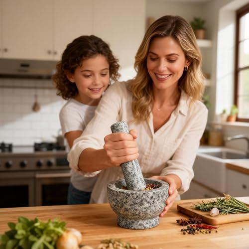 Granite Pestle Only Replacement, Heavy Unpolished Stone Pestle for Mortar and Pestle Set, Large 6.5 Inch Spice Grinder, Herb Crusher, Guacamole Masher (Mortar Bowl Not Included)