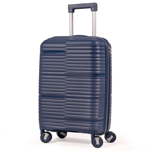 Mala De Bordo 10Kg Polipropileno Medidas 55x35x25 Padrão Anac Mala De Viagem Pequena De Mão 4 Rodas Duplas 360° Cadeado Segredo Zíper Antifurto Rígida Leve (AZUL, PEQUENA)