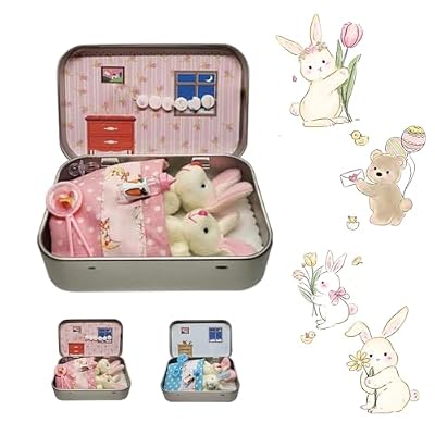 Plush Bunny Mini Pocket Tin, Cute Pocket Bunny Decorative Easter Boxes to Enhance Your Basket, Add Fun Surprises, and Bring Extra Joy This Easter (Pink)