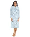 Damen-Nachthemd, langärmelig, gewebtes Popeline, 34B2114, Blau/Minze, Größe 50-52