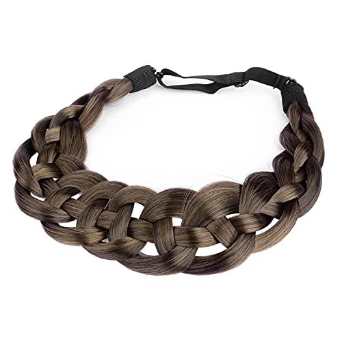DIGUAN Hollow out Synthetic Hair Braided Headband Hairpiece Women Girl Beauty accessory for Women (Dark Brown)