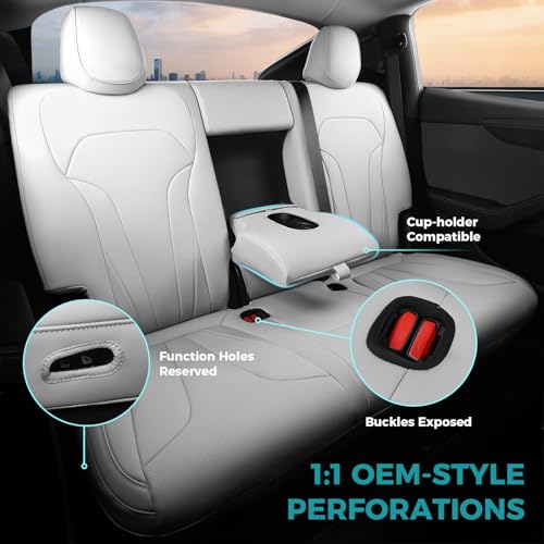 Image of Custom for Tesla Model Y Juniper Seat Covers 2025-2026 White