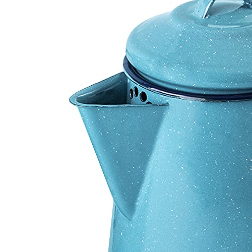 Cinsa Enamelware Coffee Boiler (Turquoise Color) - 2-Quarts / 8 Cups - Camping Essentials - Hot Water For Coffee And Tea - Light And Resistant #TOP2