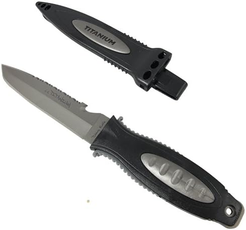 Scuba Choice Diving 10.5" Titanium Point-Tip Dive Knife with 2 Knife Straps