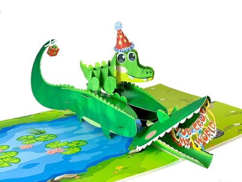 SENDAPOP Crocodile Pop Up Fathers Day Card, Father's Day Card for Dad, Husband, Grandpa, Birthday Pop Up Cards for Men, Him from Son, Daughter, Kids, Crocodile Card, Cute, Funny