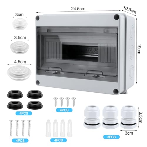 Miniatura 2 de Caja Cuadro Electrico Superficie 12 Modulos,Caja De Fusibles Ip65 A Prueba De Agua Con Bloque De Terminales, Carril Dn, Caja Conexiones Electricas Para Jardín O Exteriores
