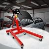 Engine Stand, 2000 LBS (1 Ton) Capacity Heavy Duty Engine Motor Stand with 360 Degree Rotating Head and Folding Frame, Steel Engine Lift Holder Stand with 6 Wheels and 4 Adjustable Arms, Red