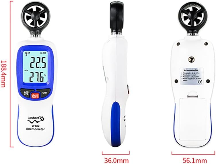 0~30m/s Digital Wind Speed Gauge Meter Anemometer Air Flow Instrument Gauge Temperature with LCD Display Five Kinds Ofwind Speed Units