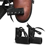 Shift Lever Sock, Set of 2 Full Grain Leather Shifter Shoe Protectors, Motorcycle Motorbike Shift Pad, Handmade Motorcycle Shoe Protector, Gear Cover for Motorbike, Bike Kickstand (Charcoal Black)