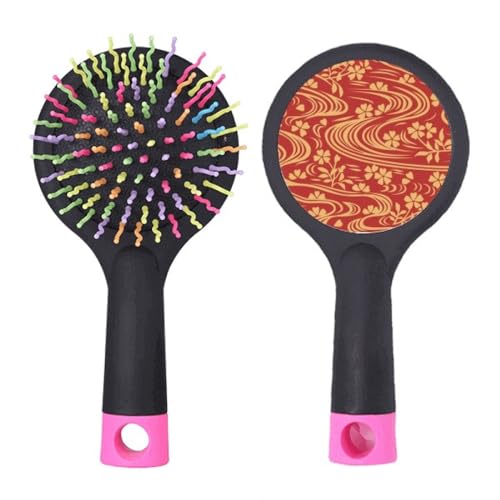 Brosse à cheveux bouclés rouge fleur japon pour votre routine de coiffage matinale