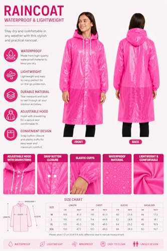 Image of EVA Poncho Raincoat for Men and Women, Lightweight Waterproof with Hood, Adjustable Drawstring, Snap Button Closure, Reusable