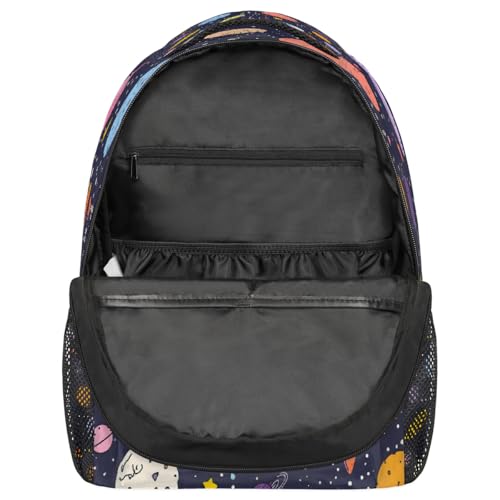 Retro Cartoon Space Kids Backpack, Lightweight School Bookbag Large Capacity Laptop Backpack Water Resistant Daypack Shoulder Bag for Teenager Boys Girls3