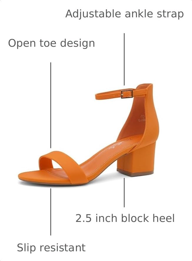 Image of Herstyle Low Block Heels for Women - 2.25 Inch Open Toe Chunky Heel Sandals with Dressy Ankle Strap for Wedding, Prom, Party & Office