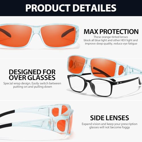Lunettes enveloppantes orange ambré VIEWBETTER bleu transparent