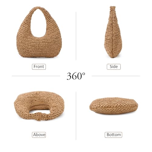 Bolso de hombro de paja para mujer Fecialy miniatura 4