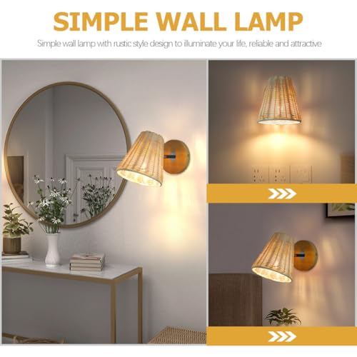 Aplique de pared de ratán compacto para iluminar espacios reducidos con luz cálida E27 5