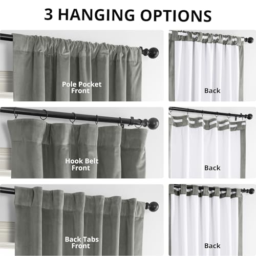 HPD Half Price Drapes Signature Velvet Thermal Blackout Curtains for Living Room 108 Inch Long (1 Panel) Rod Pocket Insulated Blackout Curtains for Bedroom Window Curtains, 50W x 108L, Silver Grey