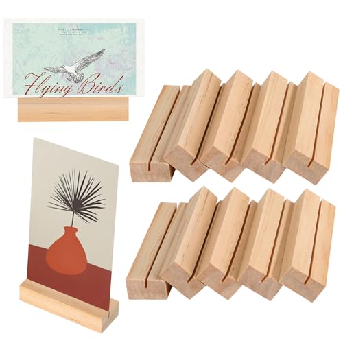 KITDAHOM 10 Piezas Soporte de Tarjetas – Soporte de Madera, Madera de Haya, Ideal Como Portatarjetas, Portamenús y Portafotos, Adecuado para Bodas, Fiestas y Restaurantes (105×25×15 mm