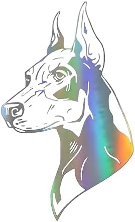 Dobermann Hund Aufkleber, Reflektor Autoaufkleber, PVC Laptop und Kühlschrank Dekoration, Mehrfarbig,Wasserdicht (18CM)