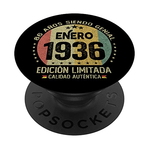 Regalo 86 años Cumpleaños Hombre Mujer - Enero 1936 PopSockets PopGrip Intercambiable