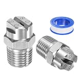M METERXITY 2-Pezzi Ugello a Ventaglio Piatto, 80 Gradi 1/4BSPT Maschio Acciaio Inossidabile Ugelli Idropulitrice Sostituzione Ugello Pulitore Nastro Tenuta per Pistole Acqua (Orifizio 2,8mm)