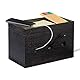 Relaxdays Kabelbox Bambus, Steckdosenleiste & Kabel verstecken, Kabelmanagement Schreibtisch, 16,5x25,5x14cm, schwarz