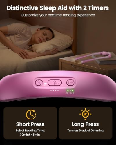 Image of Glocusent Neck Light with Timer, 100 Hours Book Light for Bedtime Reading
