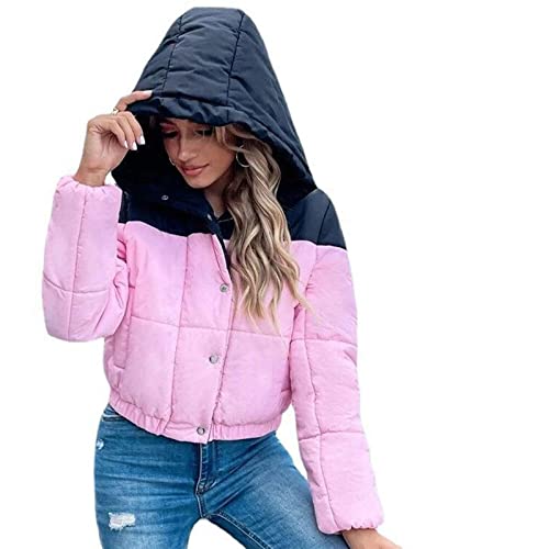 LIUDAINC Jaqueta de treino, elegante casual solto com capuz parcas cor contrastante manga longa casa