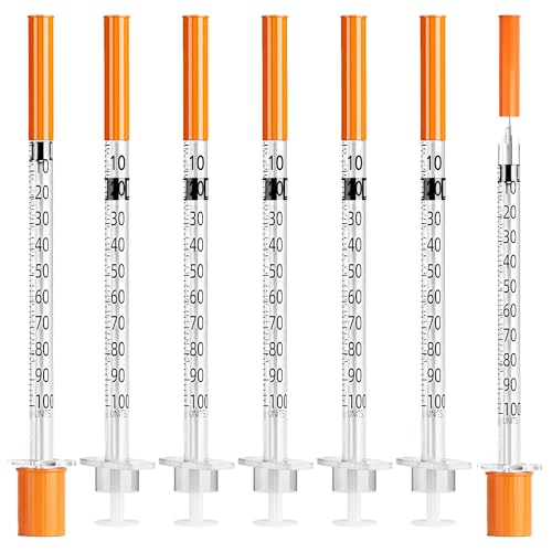 U-100 1ml Syringes with Needle 30G 5/16 Inch (8mm), 30 Gauge Syringe, Dispensing Lab, Individually Packaging, Pack of 100